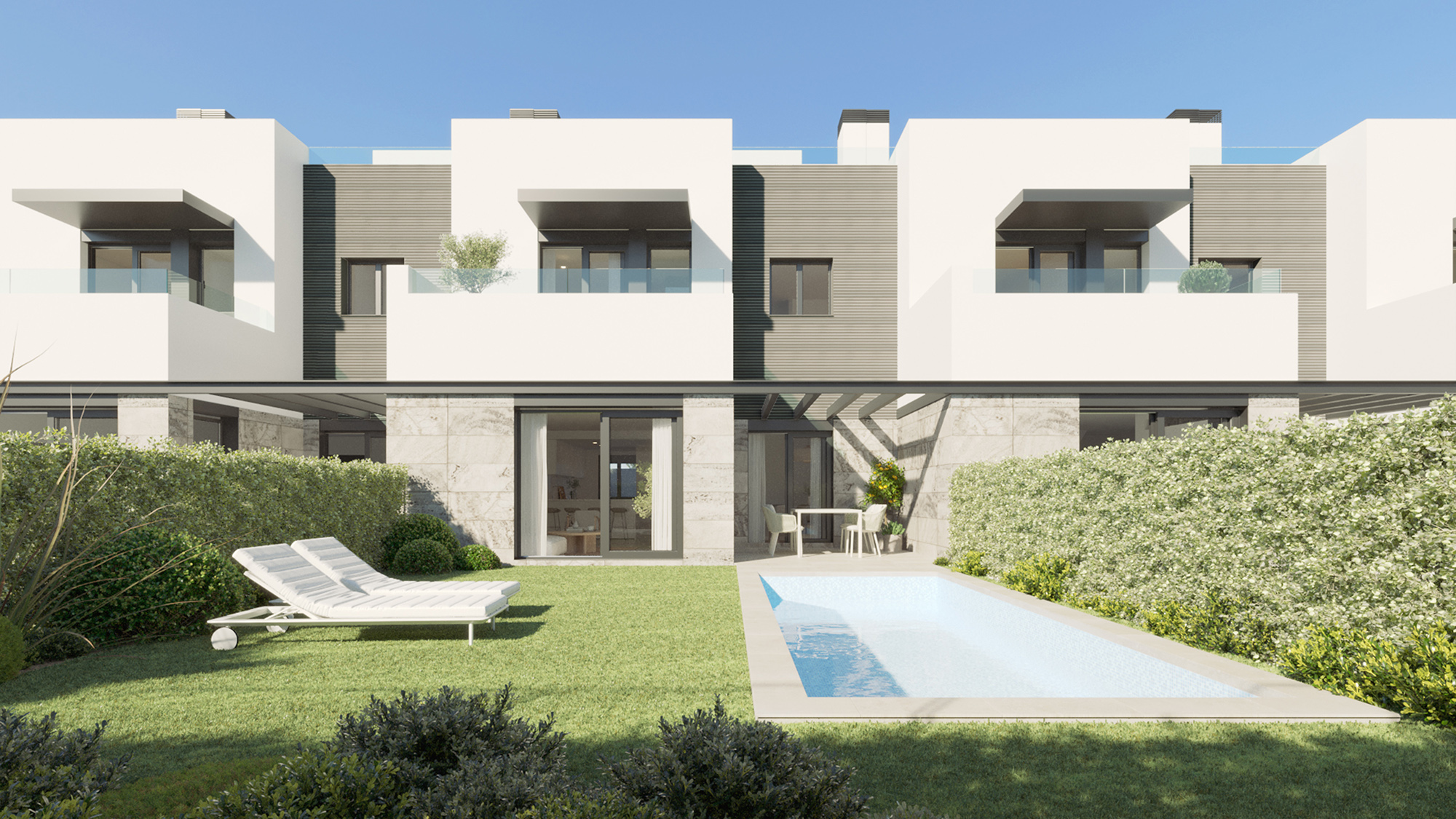 Modern and bright semi-detached houses in Palma de Mallorca, 400 meters from the sea
